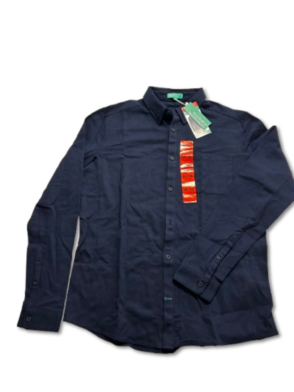 United Colors of Benetton - Men's Knitted Long Sleeve Shirt- Navy Medium 1910006